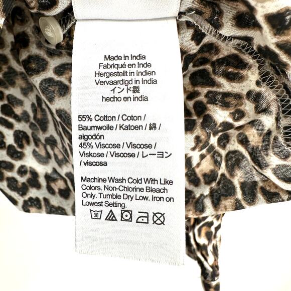 Re-Imagined by J. Crew Size XXL Long Sleeve Ruffle Neck Top‎ Leopard Print Brown - Picture 5 of 5